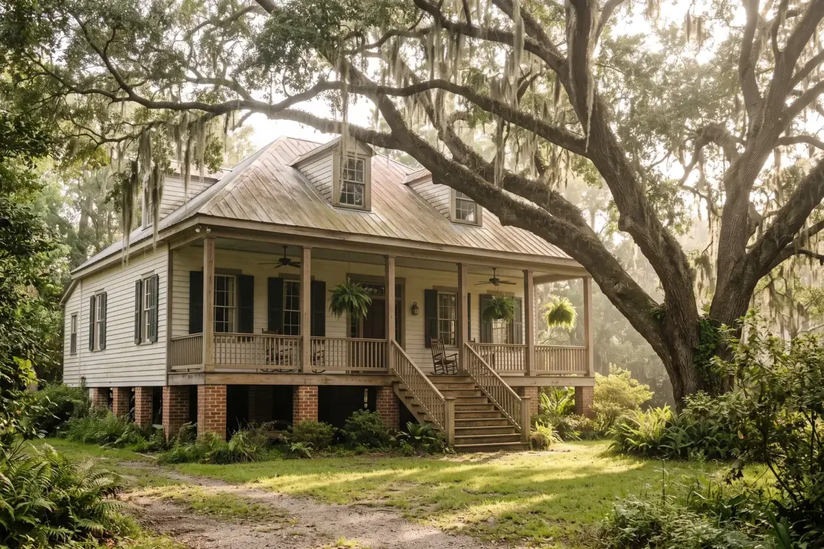 Raised Louisiana home with a sealed attic on a humid afternoon