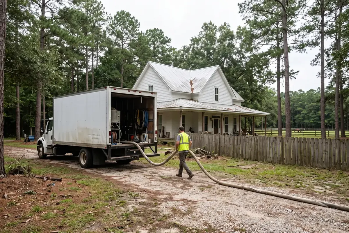 Farmhouse-style home among pines getting spray foam in Covington, LA