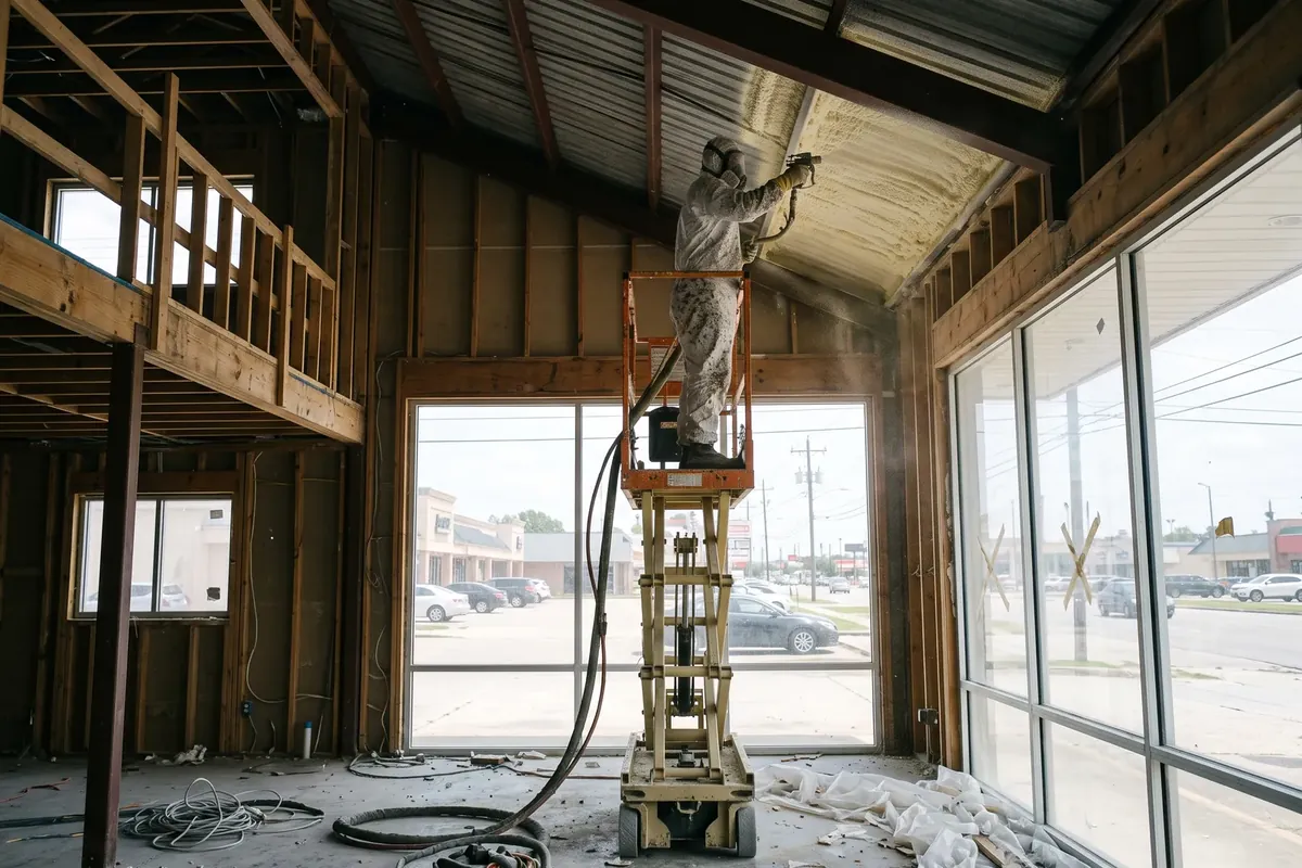 Spray foam in a small commercial building in Fat City, Metairie