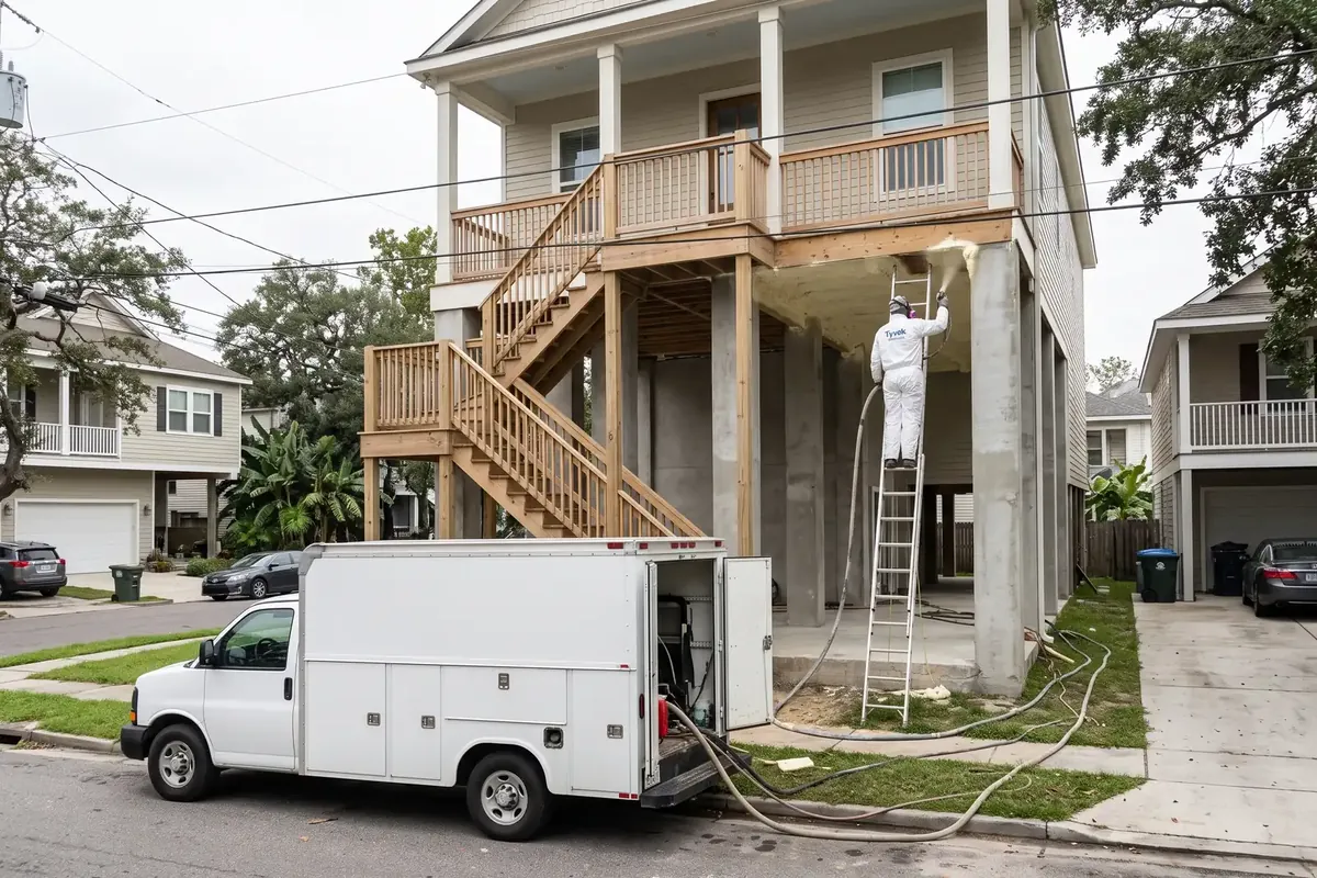 Elevated rebuilt home in Lakeview, New Orleans
